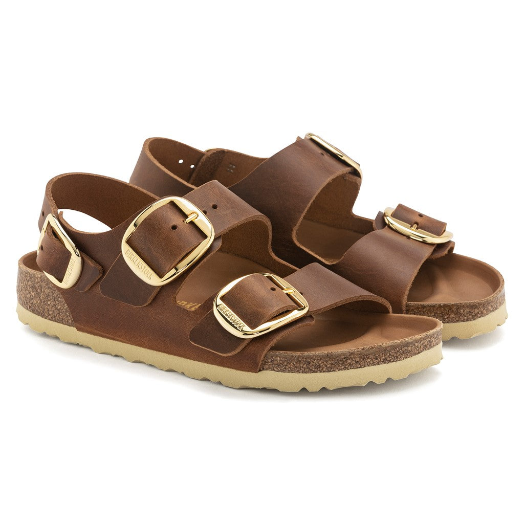 Birkenstock 1024067 Milano Big Buckle Oiled Leather Cognac Sandals