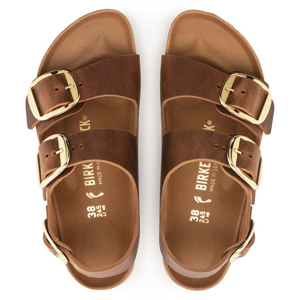 Birkenstock 1024067 Milano Big Buckle Oiled Leather Cognac Sandals