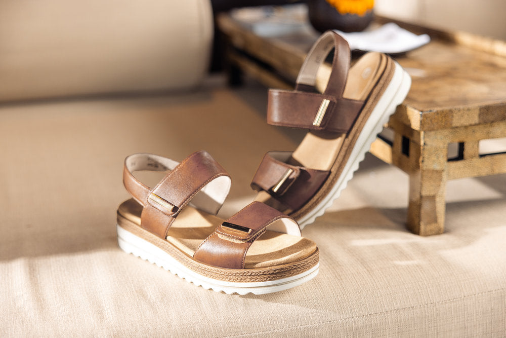 Remonte D0Q59-24 Brown Velcro Sandals with Slingback Strap