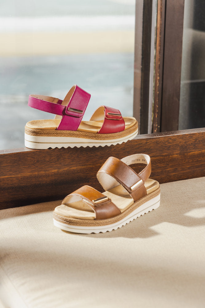 Remonte D0Q59-24 Brown Velcro Sandals with Slingback Strap