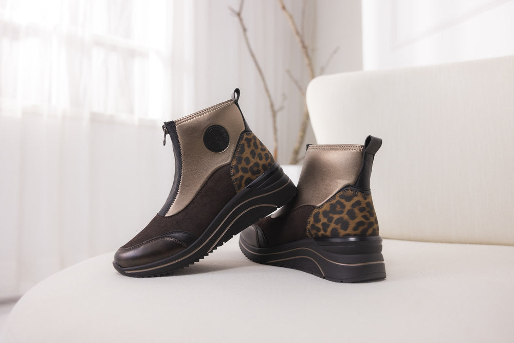 Remonte D0T78-90 Black & Bronze H Fit Front Zip Boots