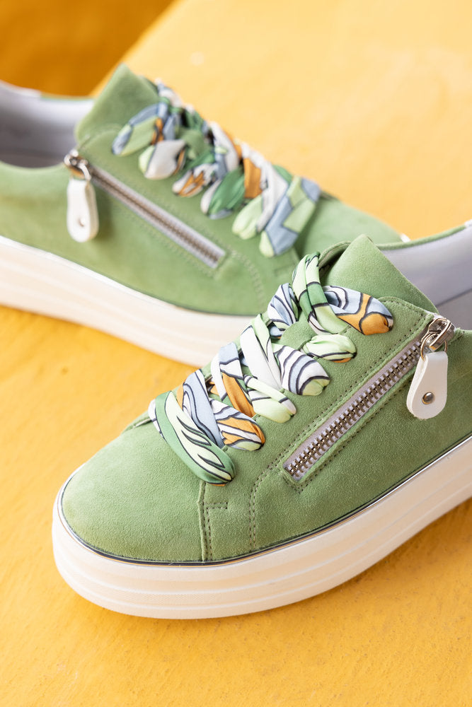 Remonte D1C06-52 Green & White Combi Trainers with Zip