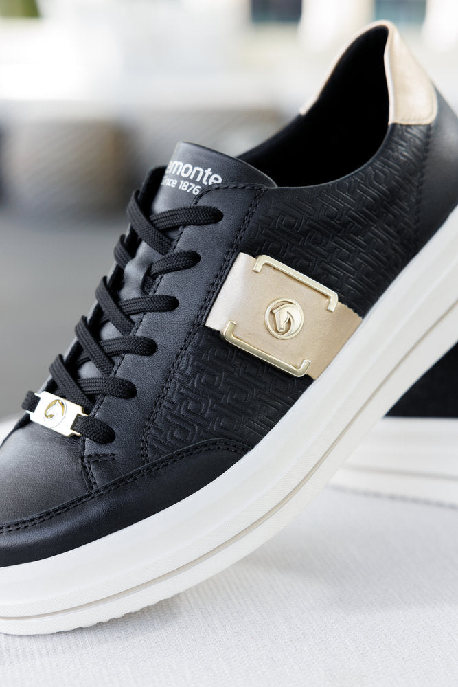 Remonte D1C07-03 Black & Light Gold Trainers
