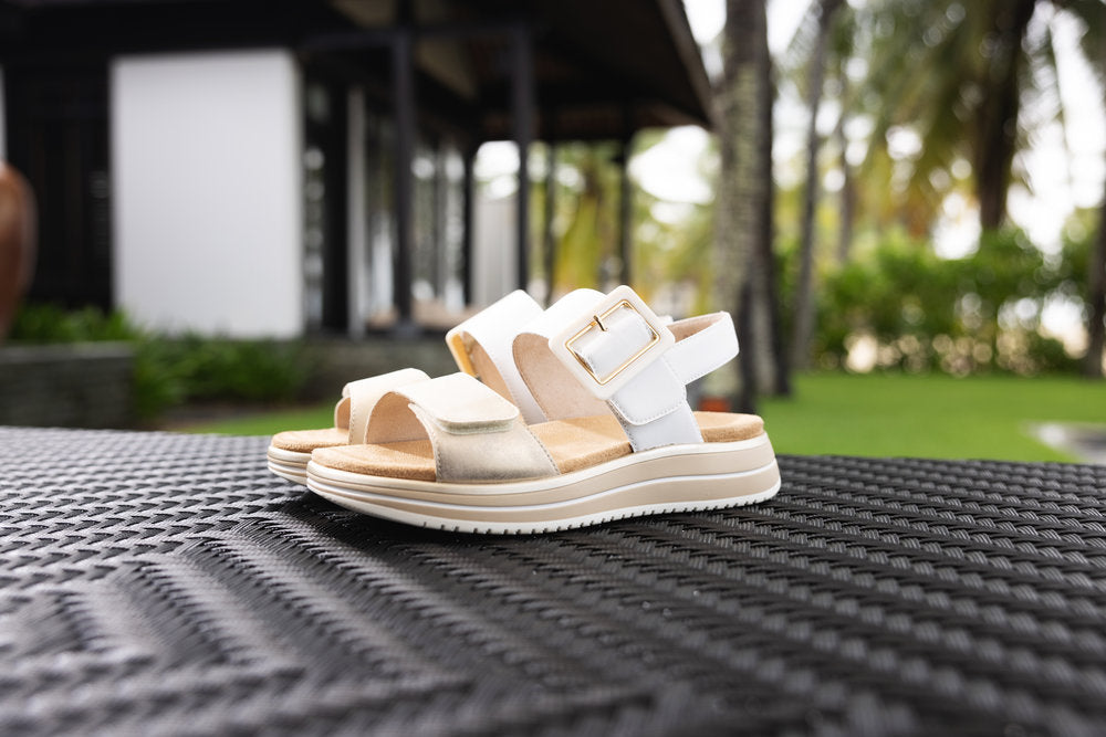Remonte D1J53-80 White Combi Velcro Sandals with Slingback Strap