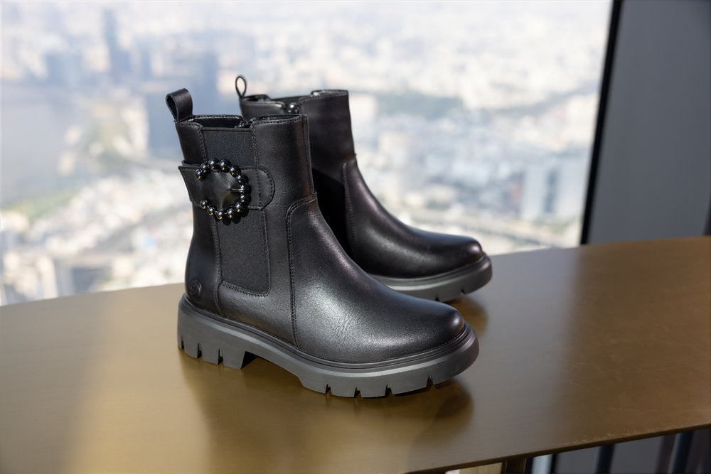Remonte D1W74-00 Black Chelsea Style Boots with Side Buckle