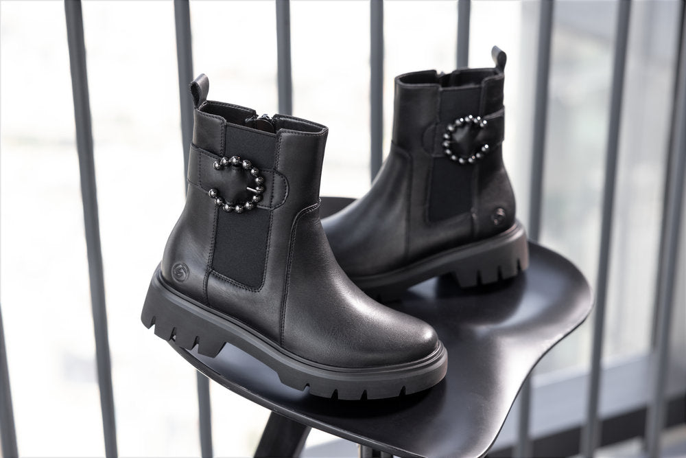 Remonte D1W74-00 Black Chelsea Style Boots with Side Buckle