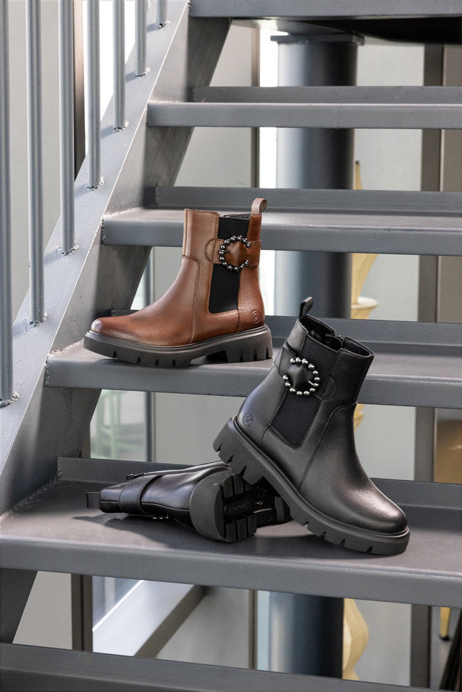 Remonte D1W74-00 Black Chelsea Style Boots with Side Buckle