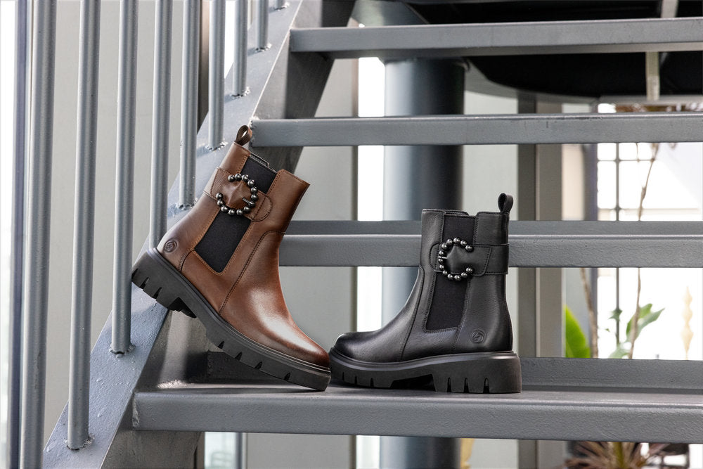 Remonte D1W74-00 Black Chelsea Style Boots with Side Buckle