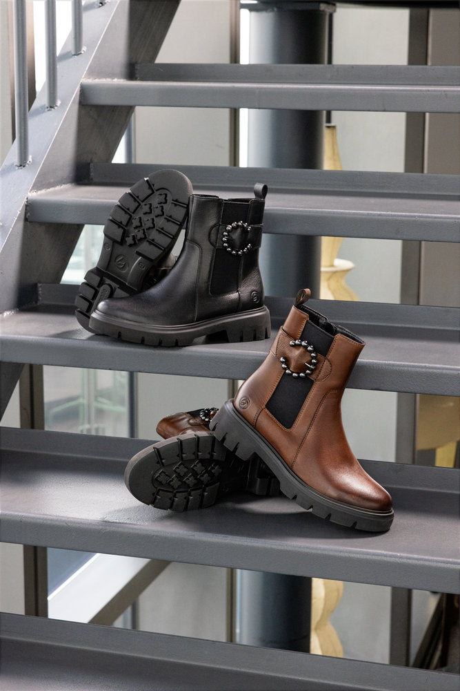 Remonte D1W74-00 Black Chelsea Style Boots with Side Buckle