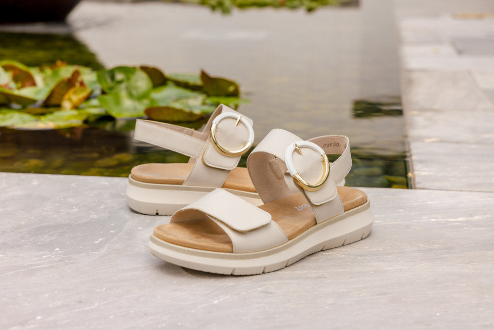 Remonte D2K50-80 Beige Velcro Sandals with Slingback Strap