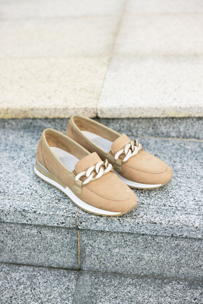 Remonte R2544-60 Beige Slip On Moccasins with Chain