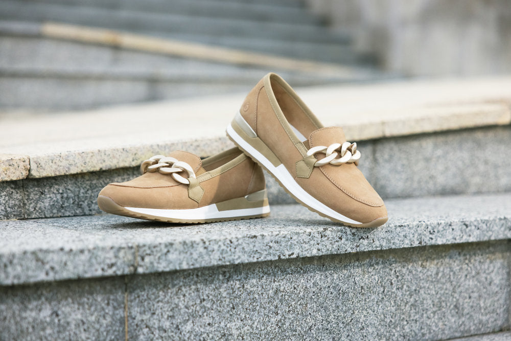 Remonte R2544-60 Beige Slip On Moccasins with Chain