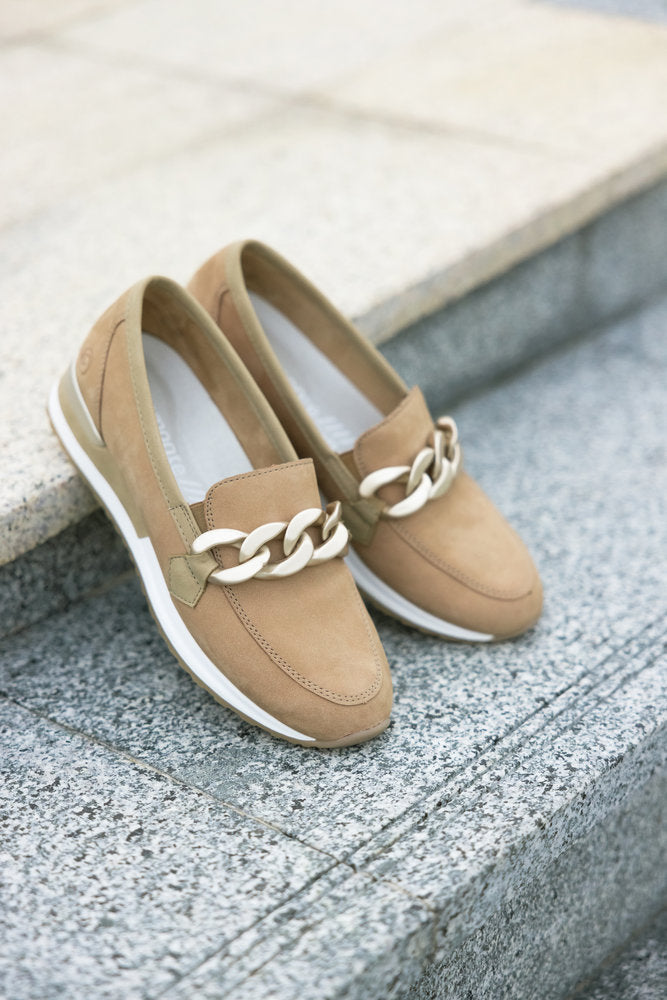 Remonte R2544-60 Beige Slip On Moccasins with Chain