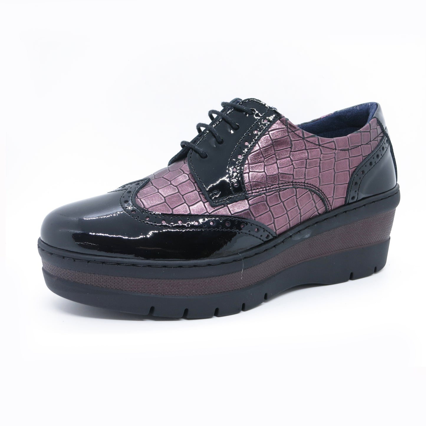 Notton 0157 122 Burdeous/Wine & Black Wedge Lace Shoes