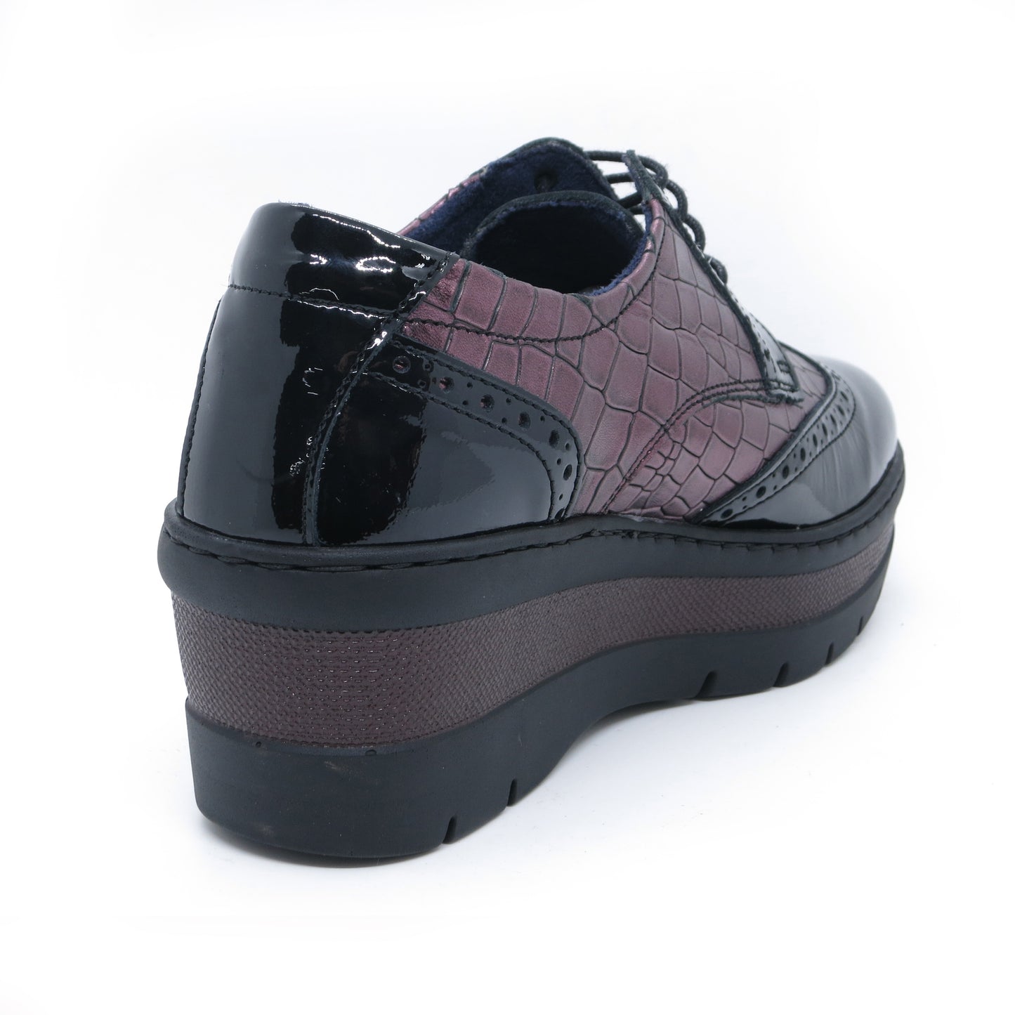 Notton 0157 122 Burdeous/Wine & Black Wedge Lace Shoes