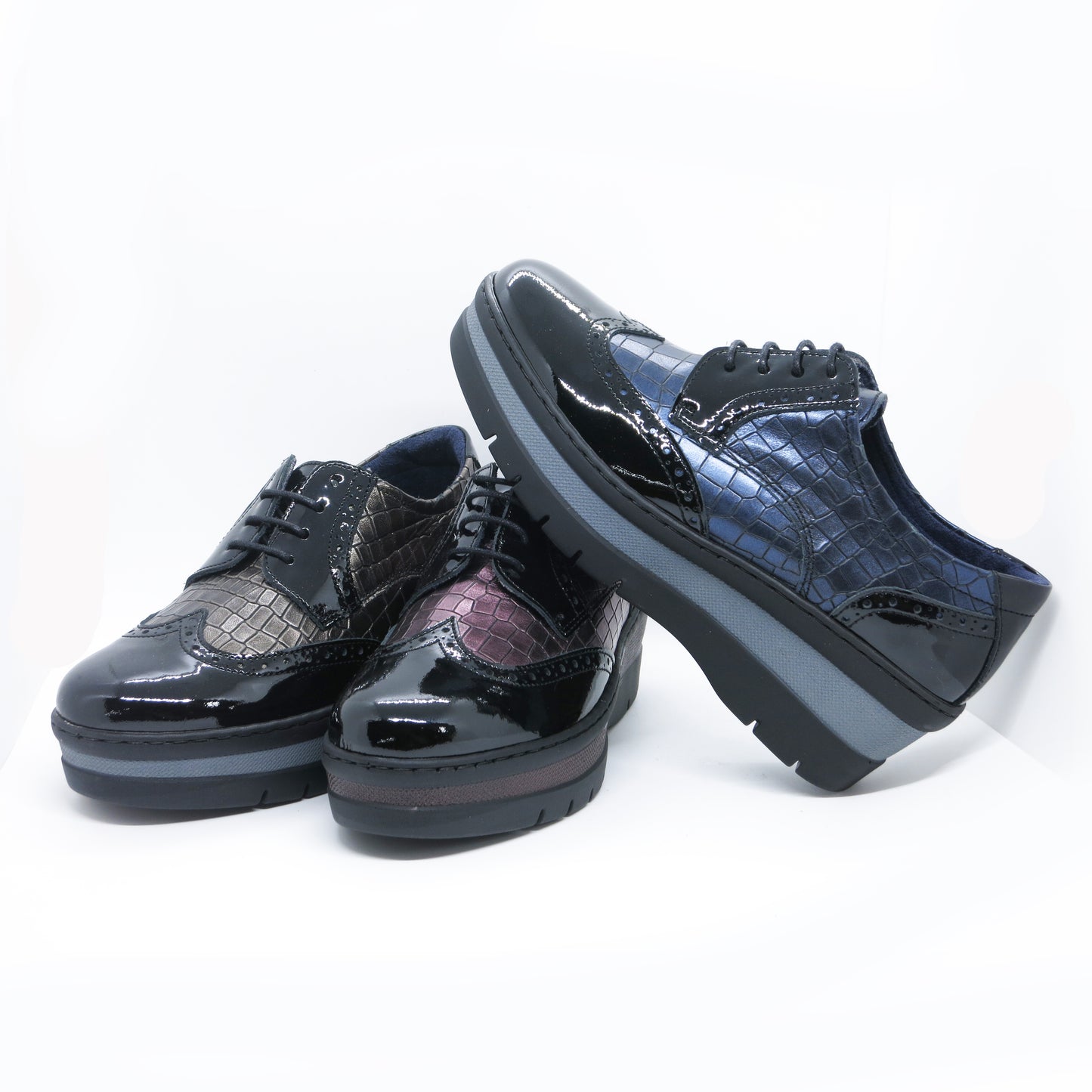 Notton 0157 122 Burdeous/Wine & Black Wedge Lace Shoes