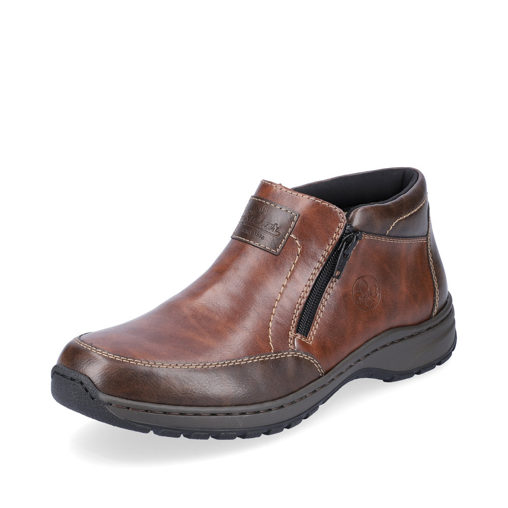 Rieker 03352-24 Brown Wide Fitting Casual Shoes with 2 Zips