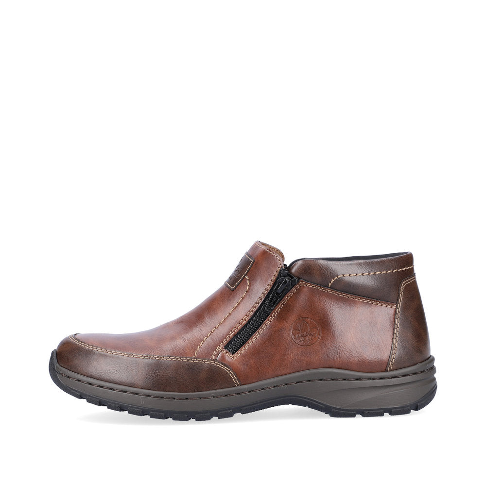 Rieker 03352-24 Brown Wide Fitting Casual Shoes with 2 Zips