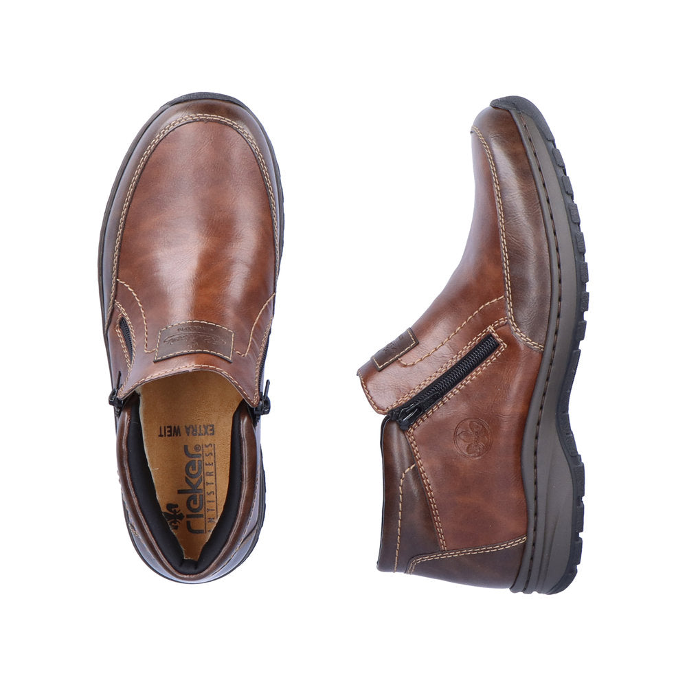 Rieker 03352-24 Brown Wide Fitting Casual Shoes with 2 Zips