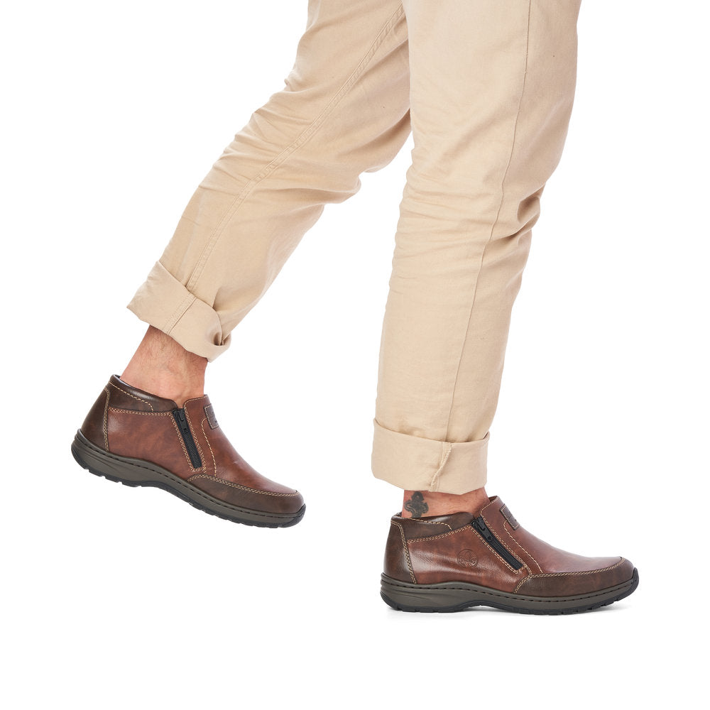 Rieker 03352-24 Brown Wide Fitting Casual Shoes with 2 Zips