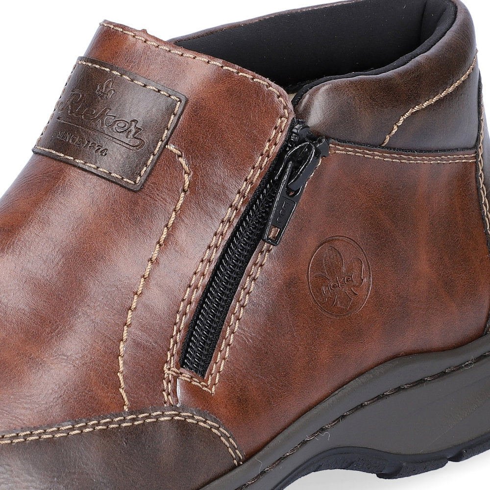 Rieker 03352-24 Brown Wide Fitting Casual Shoes with 2 Zips