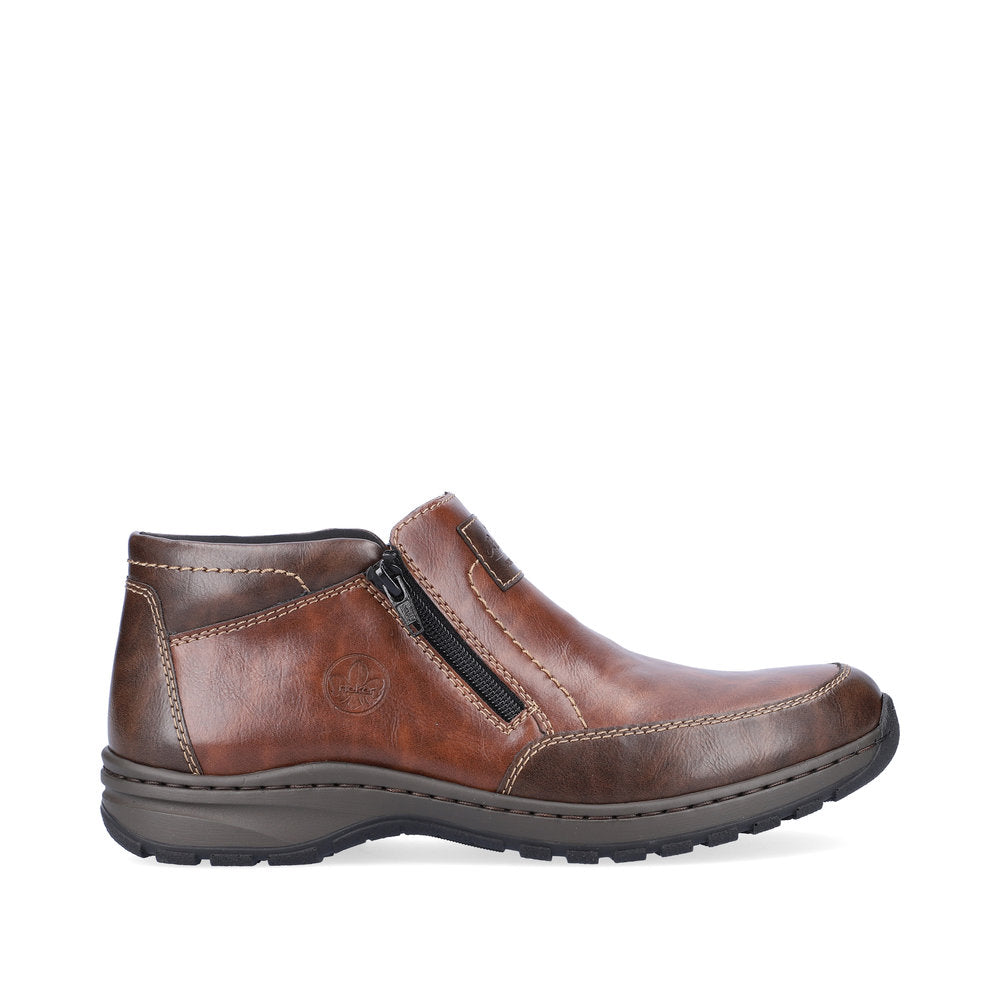 Rieker 03352-24 Brown Wide Fitting Casual Shoes with 2 Zips