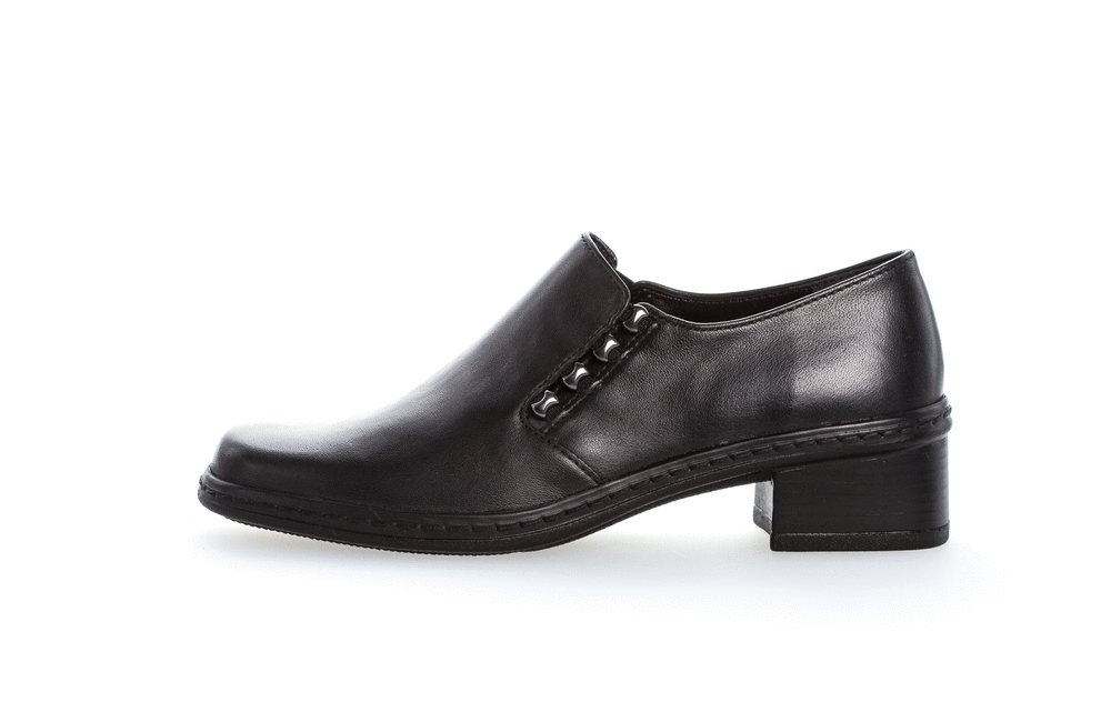 Gabor 04.443.27 Black Slip On Loafers with Side Studs