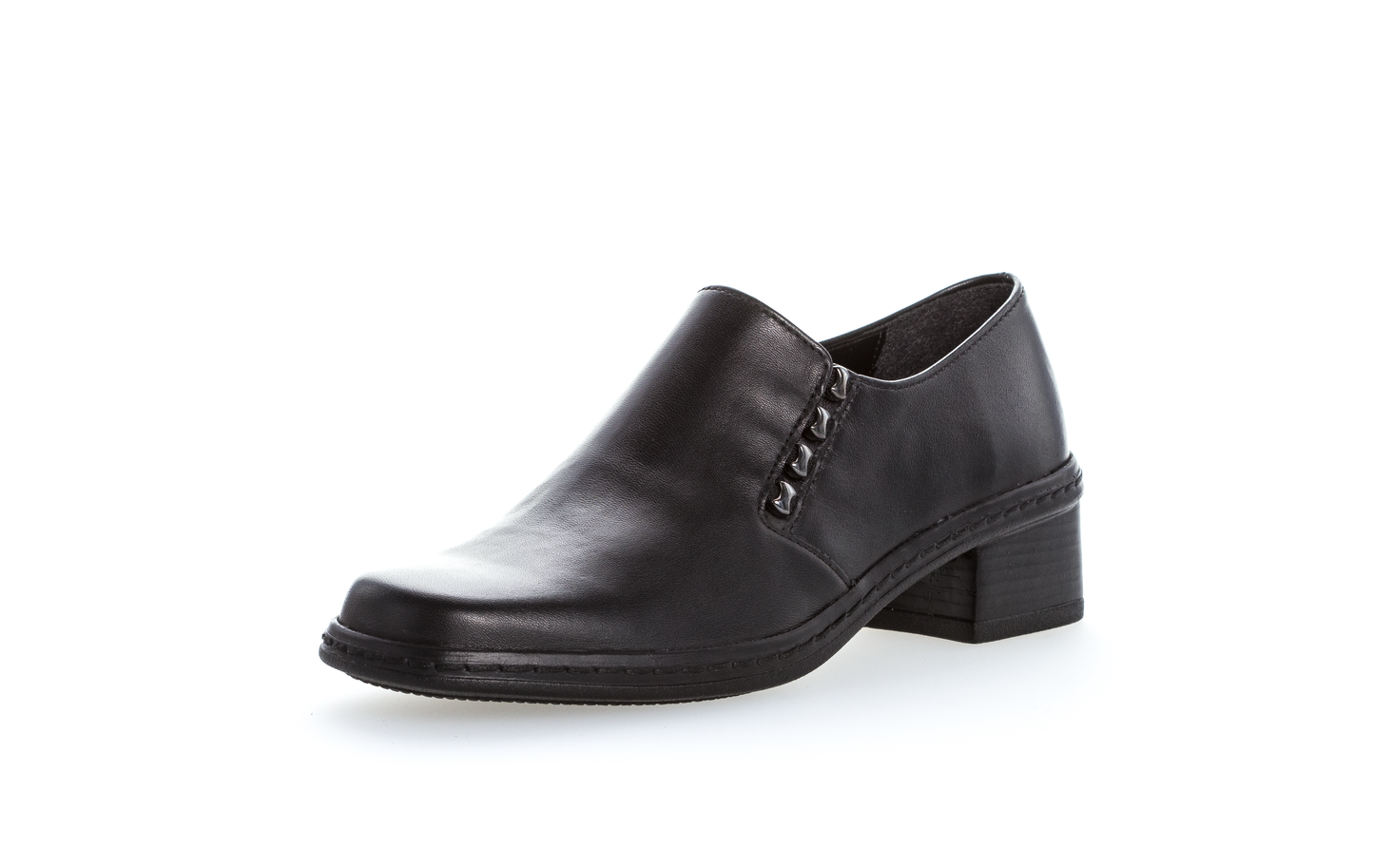 Gabor 04.443.27 Black Slip On Loafers with Side Studs