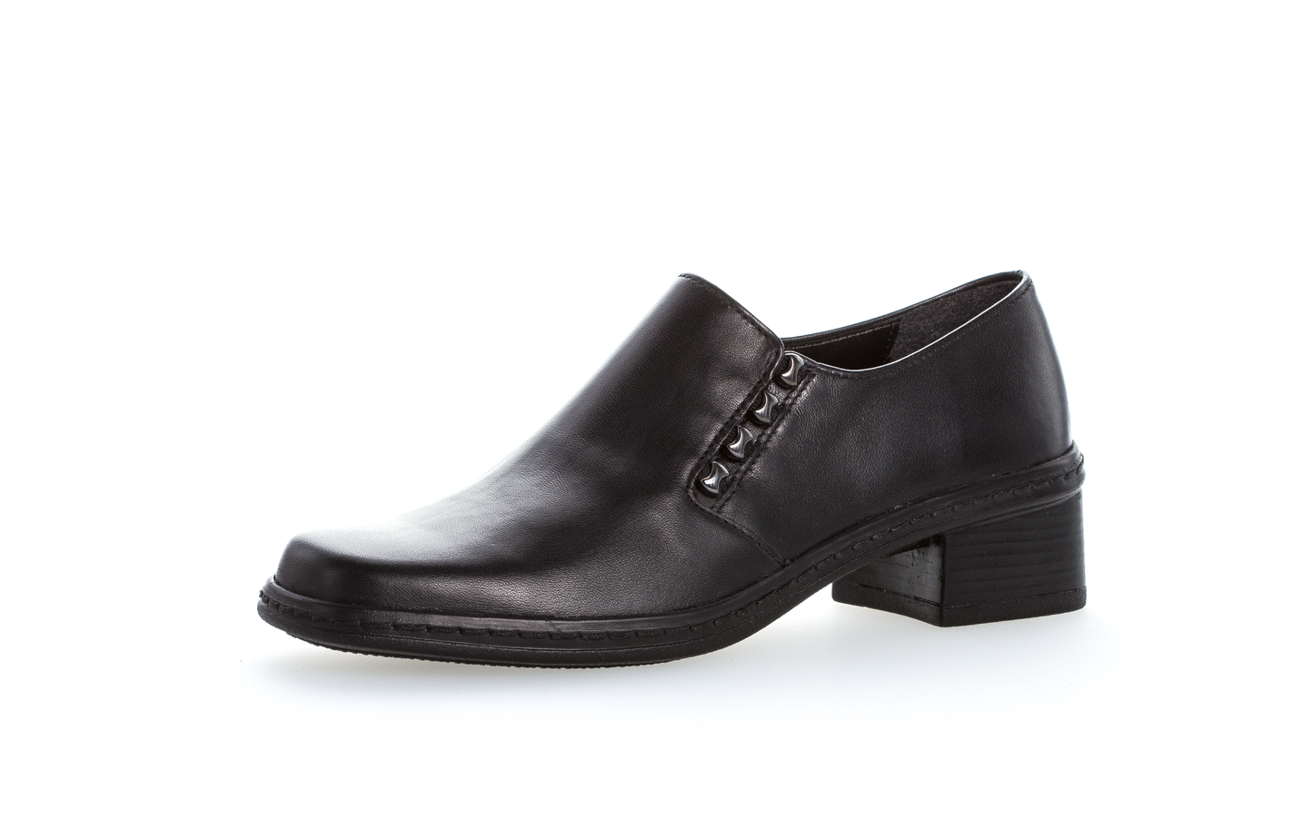 Gabor 04.443.27 Black Slip On Loafers with Side Studs