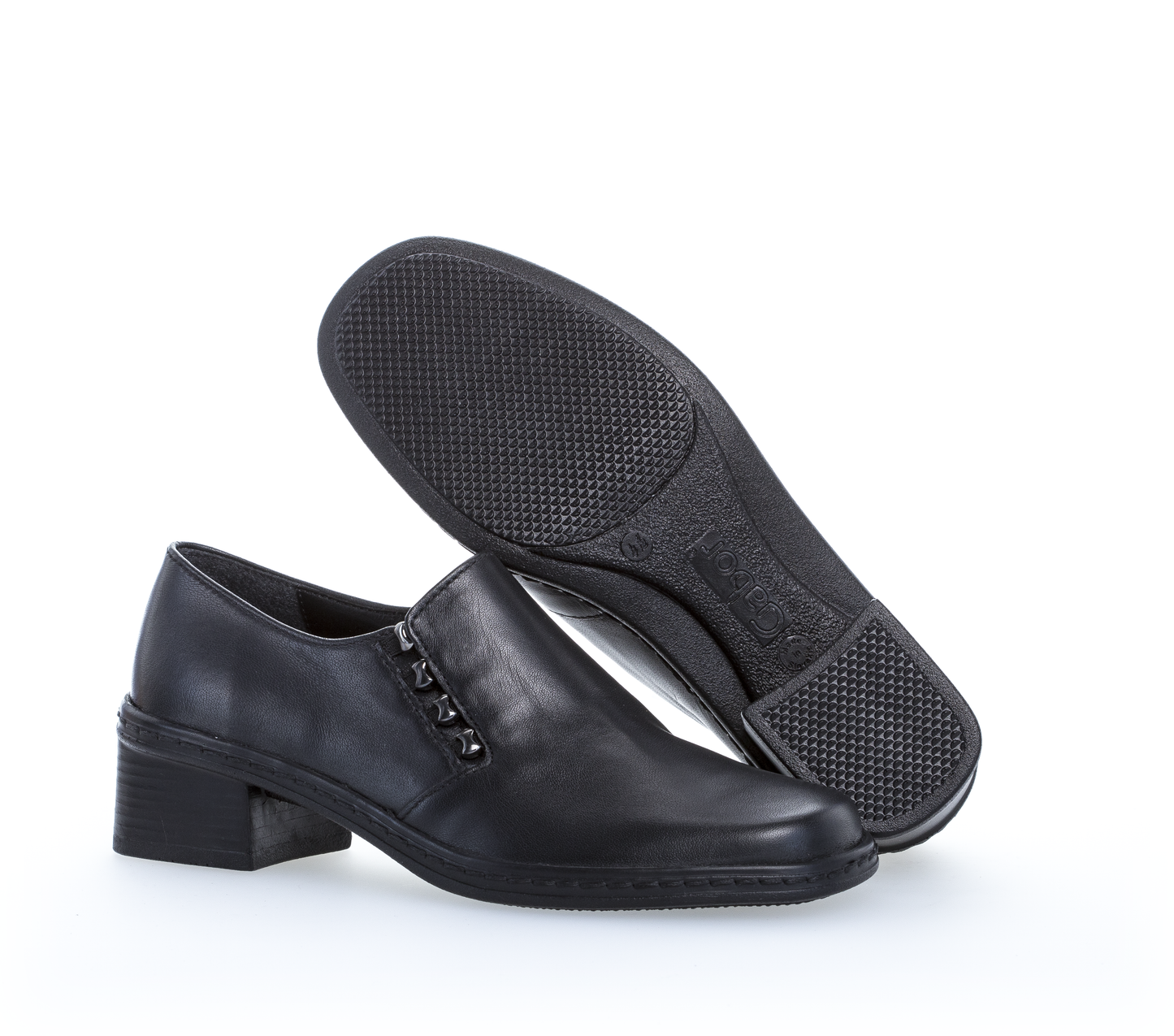 Gabor 04.443.27 Black Slip On Loafers with Side Studs