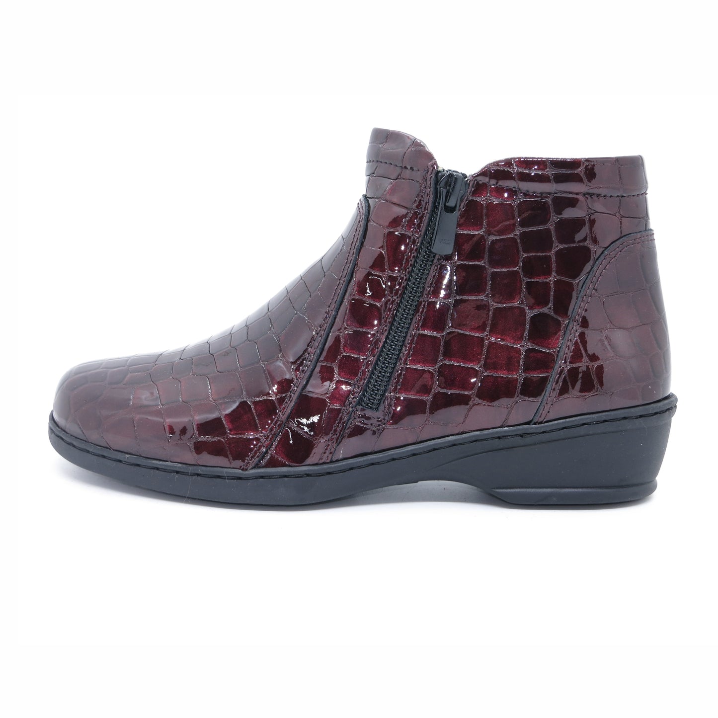Notton 0461/2314 Burgundy/Wine Croc Zip Bootsv