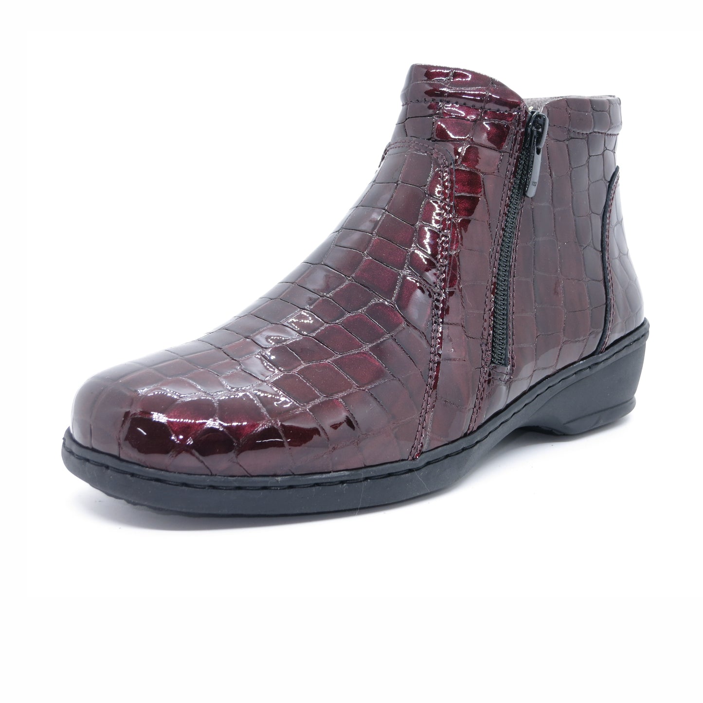 Notton 0461/2314 Burgundy/Wine Croc Zip Bootsv