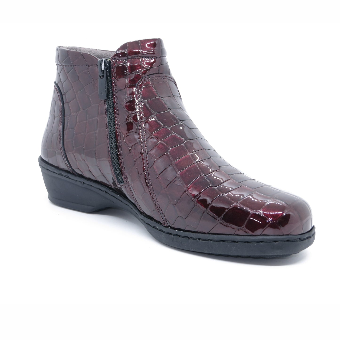 Notton 0461/2314 Burgundy/Wine Croc Zip Bootsv