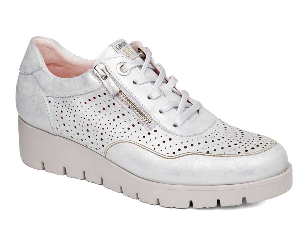 Callaghan 89894 Silver Grey Perforated Sneakers with Zip