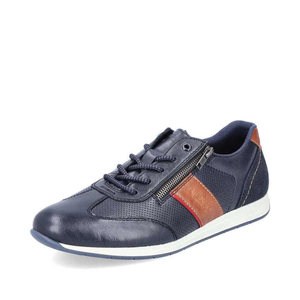 Rieker 11927-14 Navy Blue Shoes with Tan Trim Detail