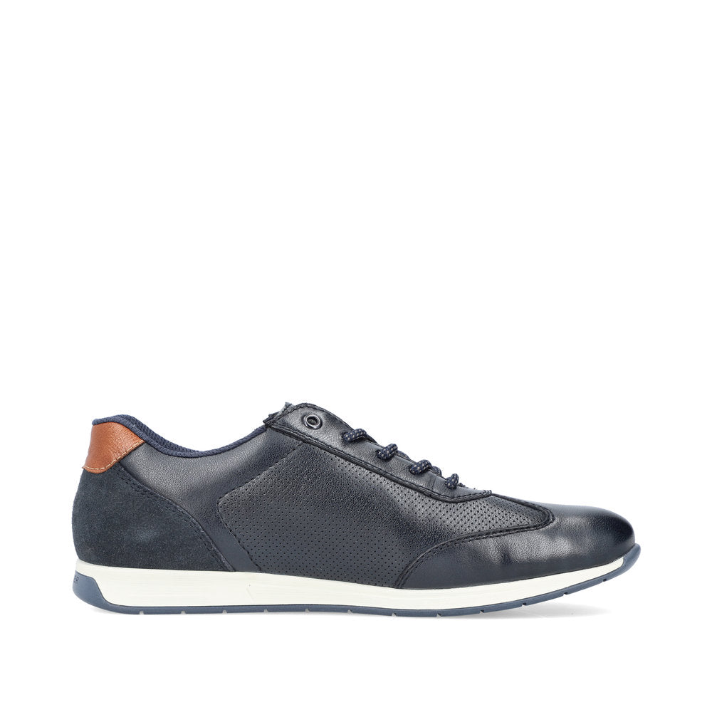 Rieker 11927-14 Navy Blue Shoes with Tan Trim Detail
