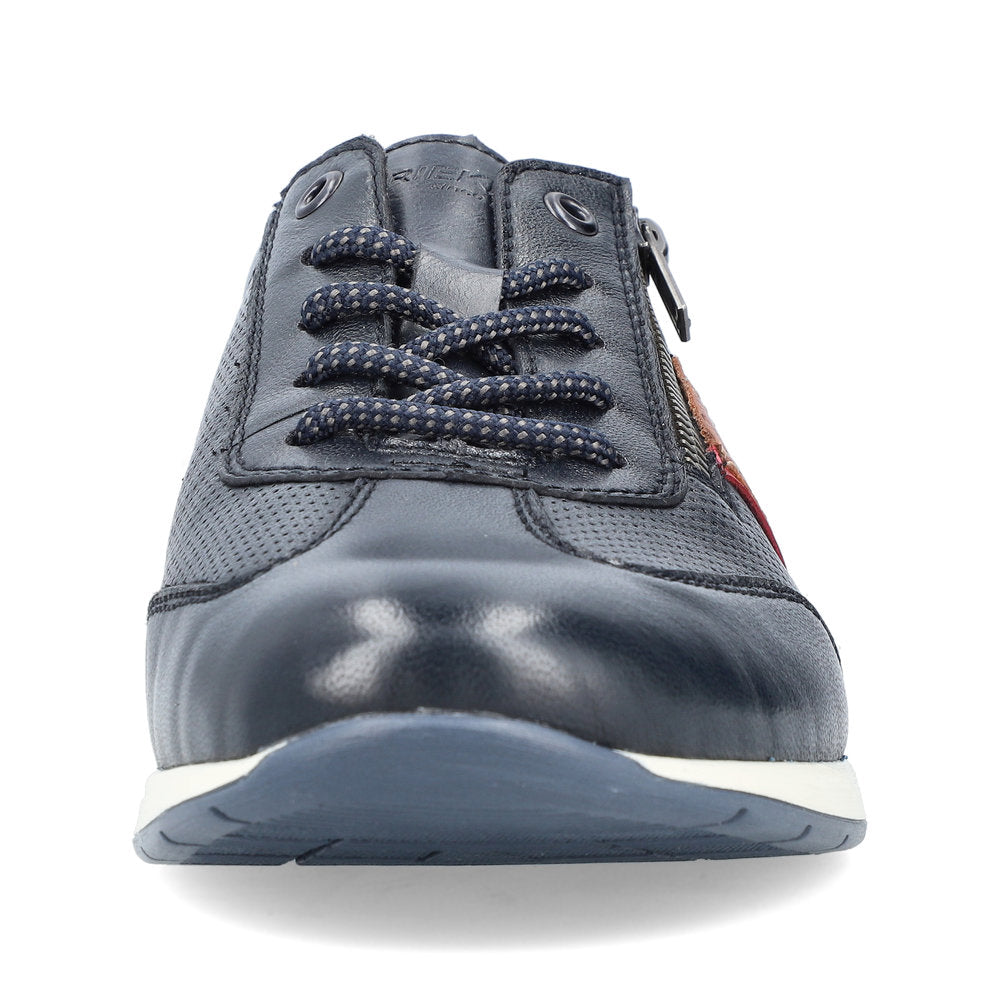 Rieker 11927-14 Navy Blue Shoes with Tan Trim Detail