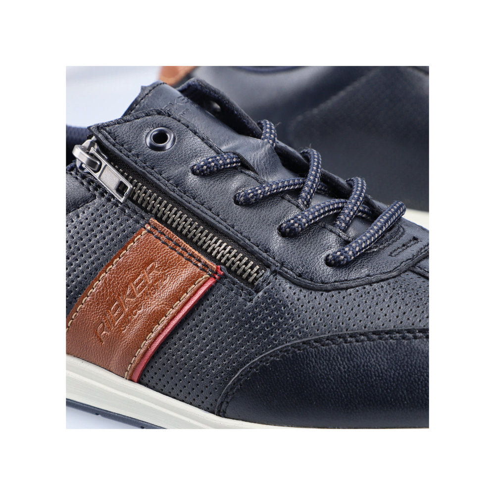 Rieker 11927-14 Navy Blue Shoes with Tan Trim Detail