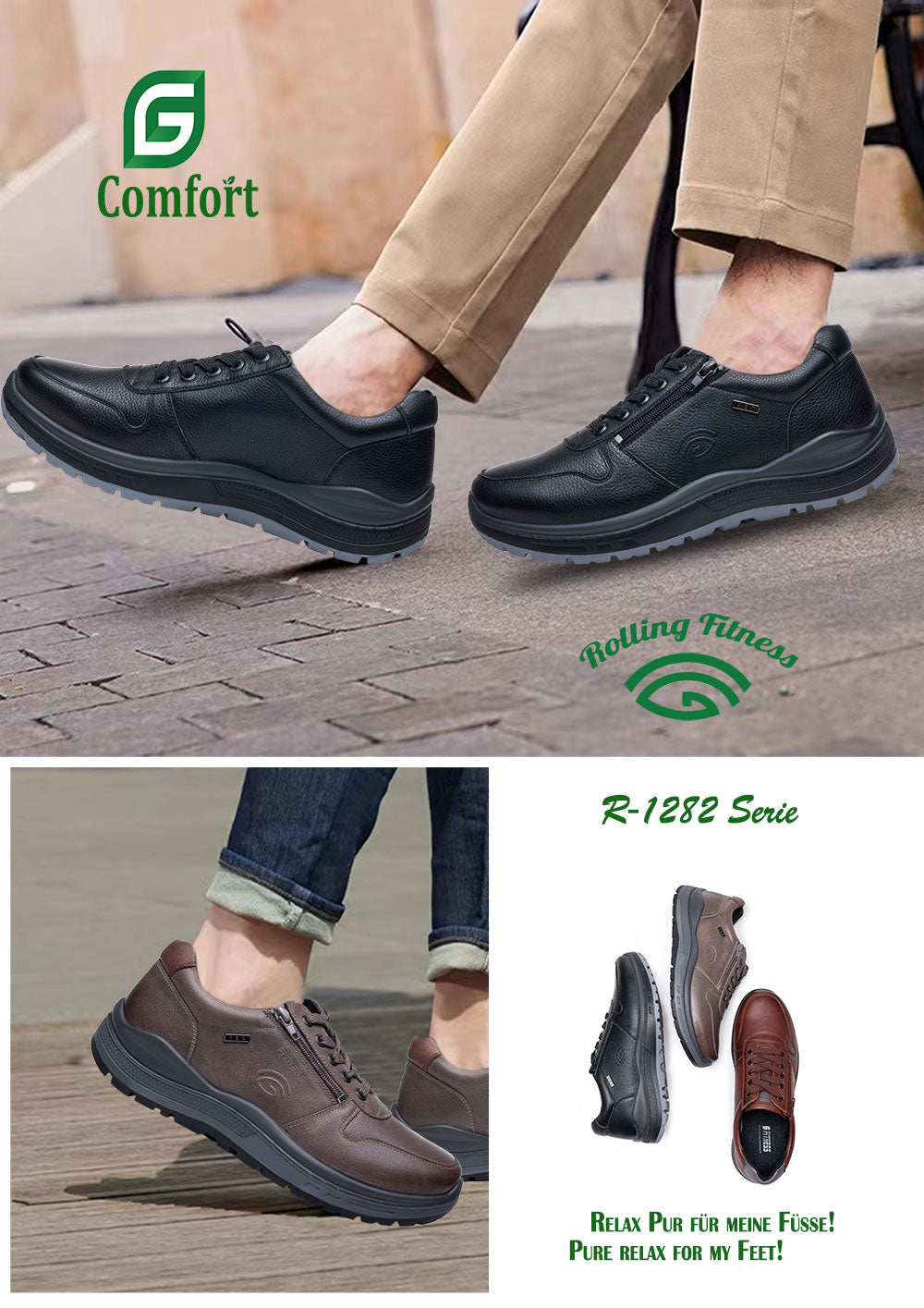 G Comfort R-1282 Black Lace Sneakers