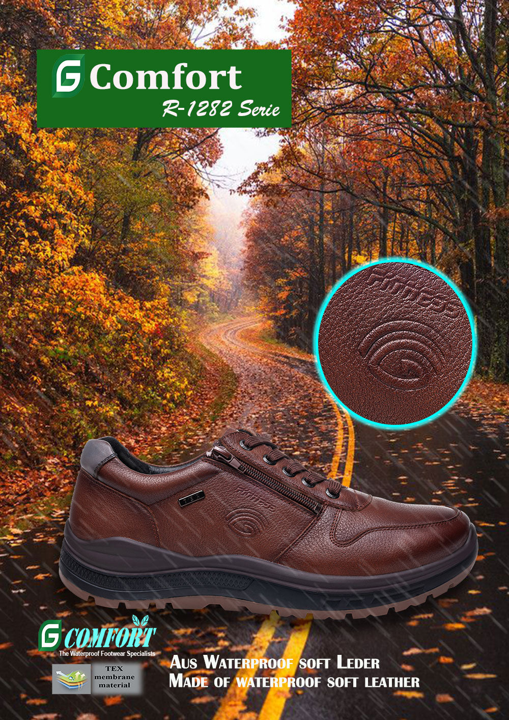 G Comfort R-1282 Cognac/Tan Lace Sneakers