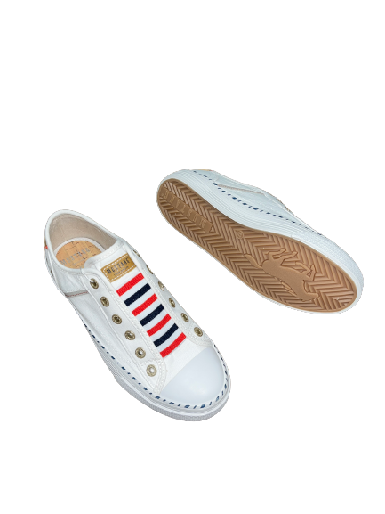 Mustang 1376-402-1 White & Red Multi Stripe Slip On Trainers