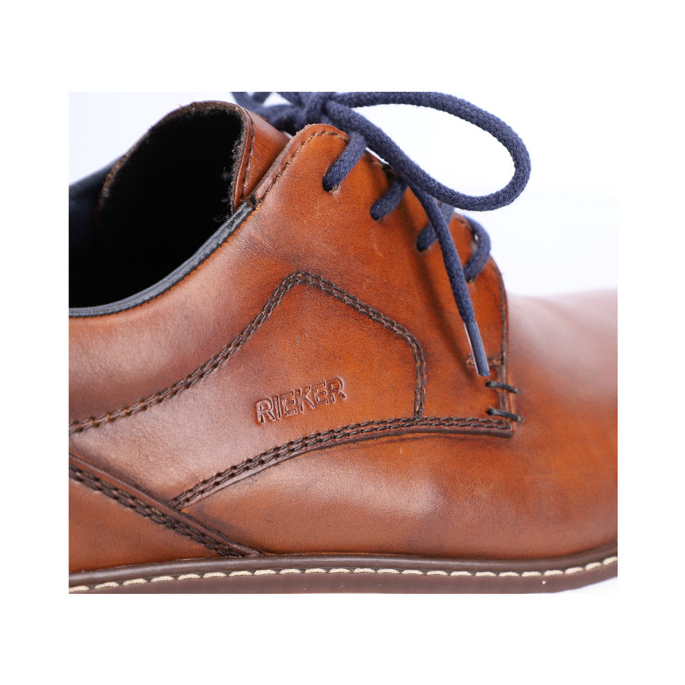 Rieker 14402-24 Tan Brown, Cream & Navy Lace Shoes