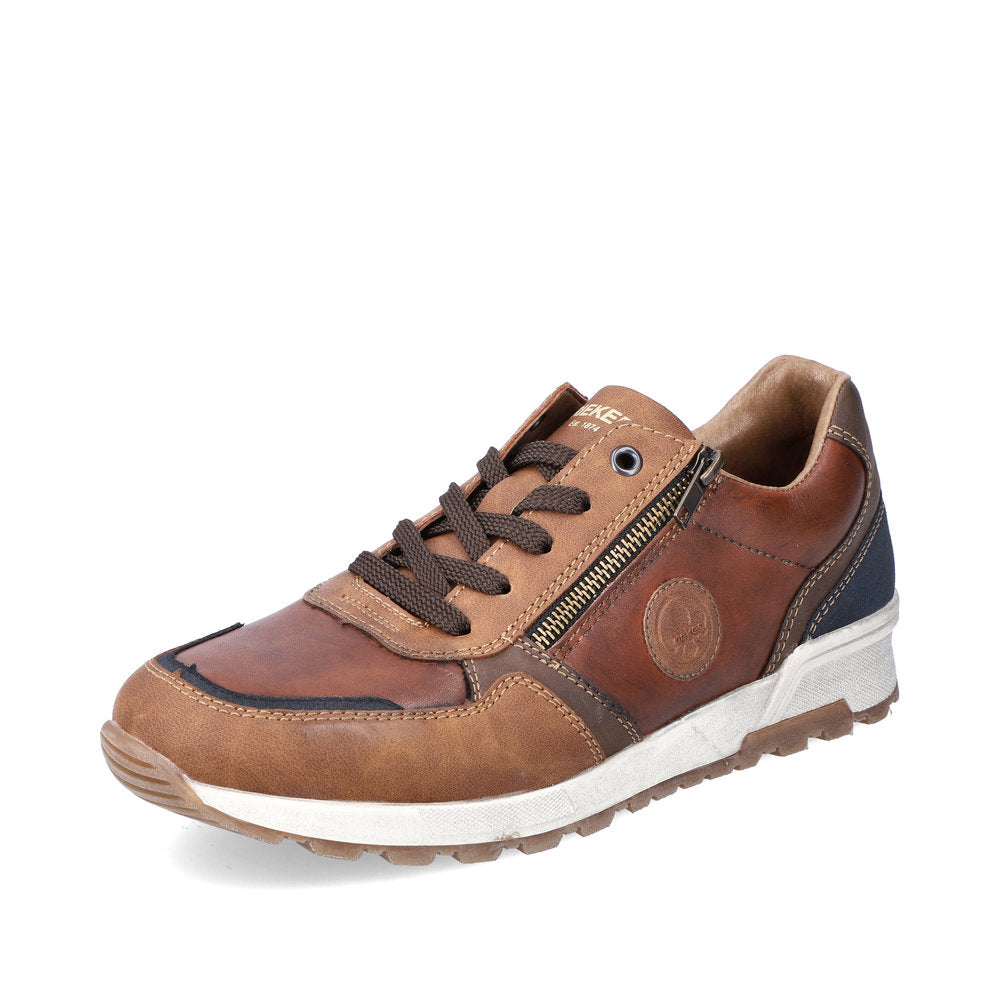 Rieker 15130-90 Brown Sneakers with Zip & Navy Heel