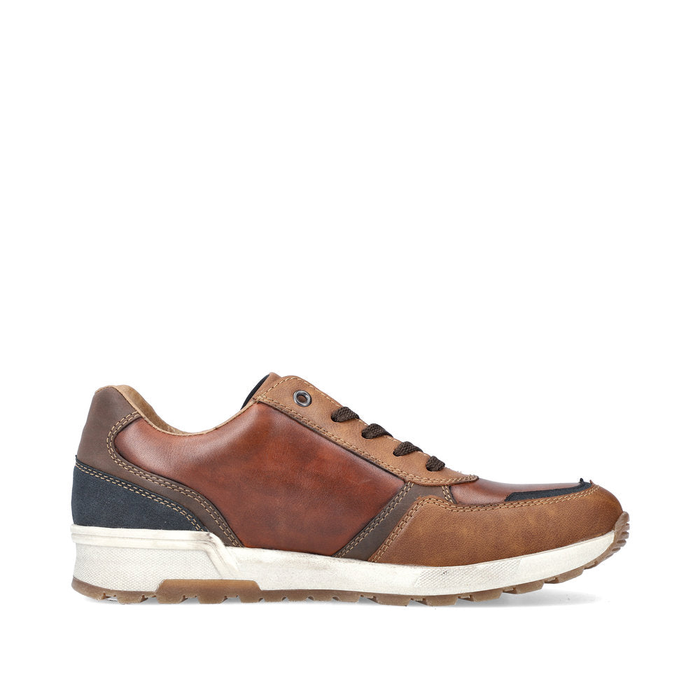 Rieker 15130-90 Brown Sneakers with Zip & Navy Heel