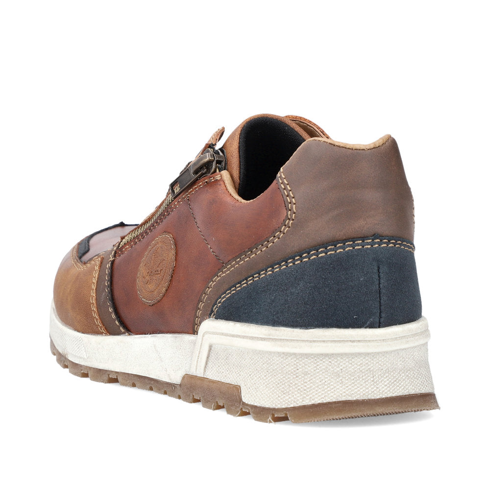 Rieker 15130-90 Brown Sneakers with Zip & Navy Heel