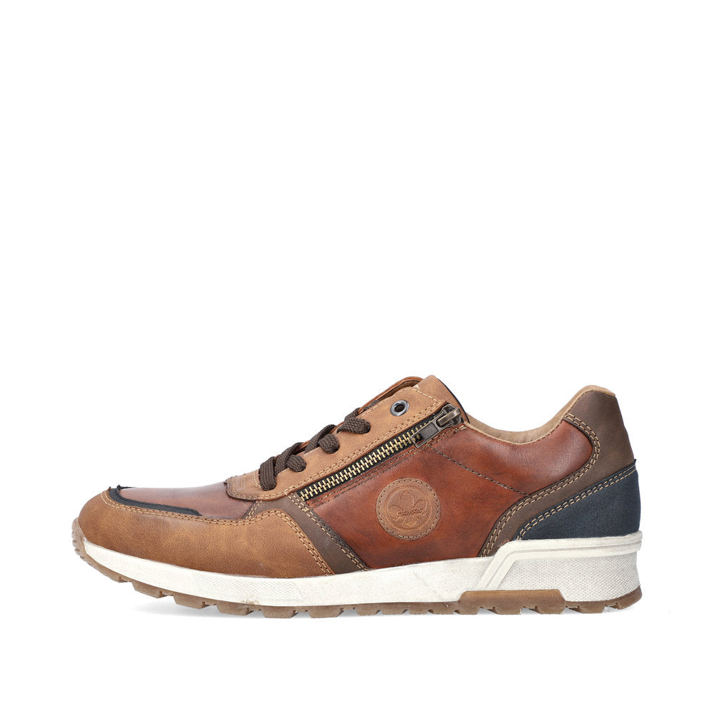 Rieker 15130-90 Brown Sneakers with Zip & Navy Heel