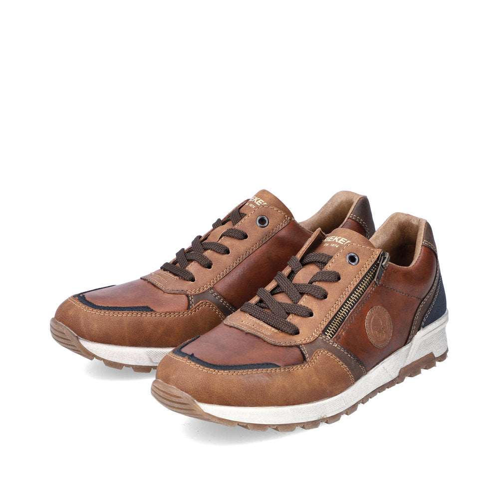 Rieker 15130-90 Brown Sneakers with Zip & Navy Heel