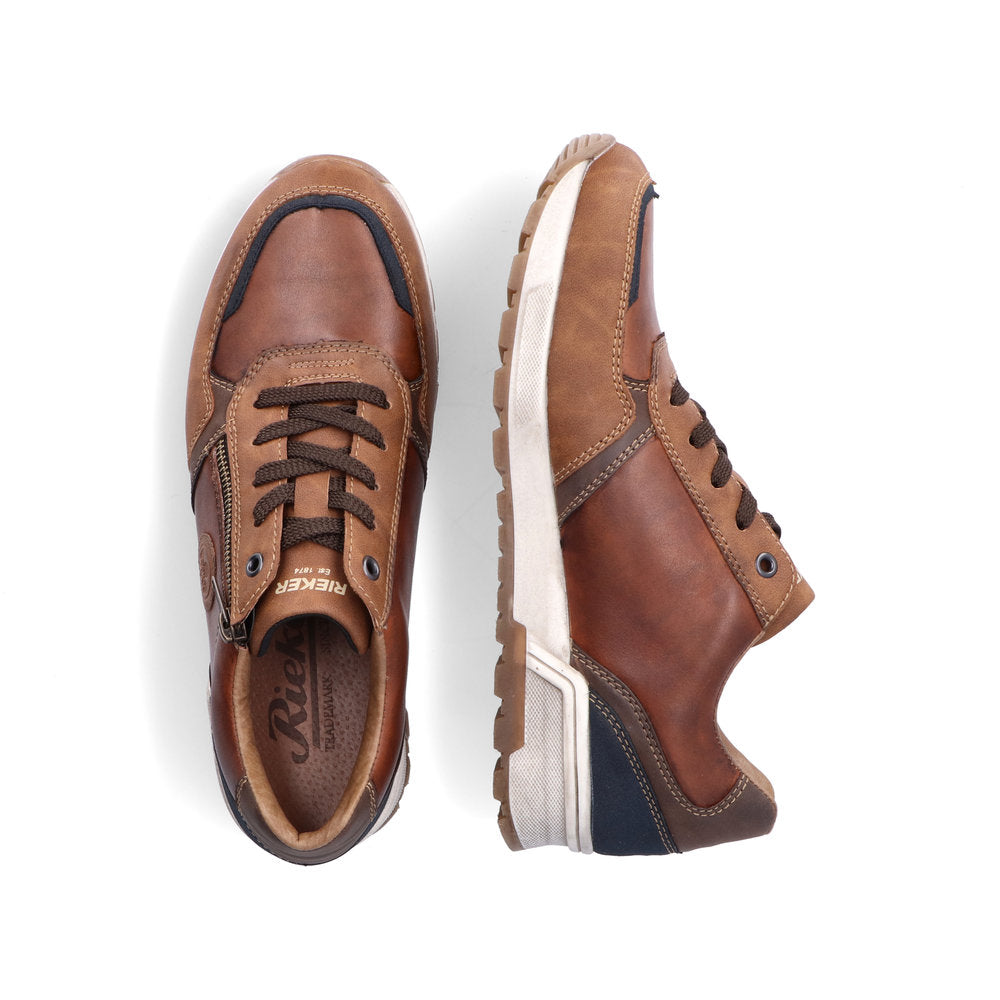 Rieker 15130-90 Brown Sneakers with Zip & Navy Heel