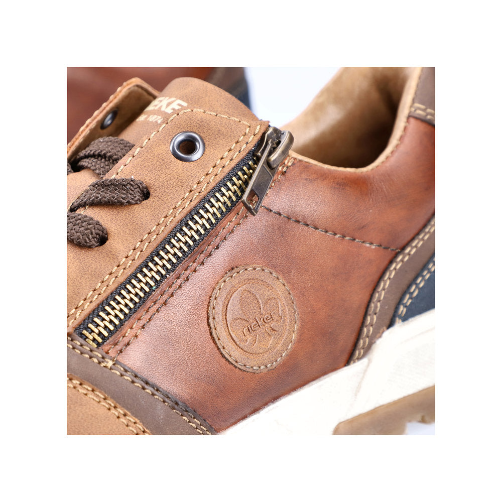 Rieker 15130-90 Brown Sneakers with Zip & Navy Heel