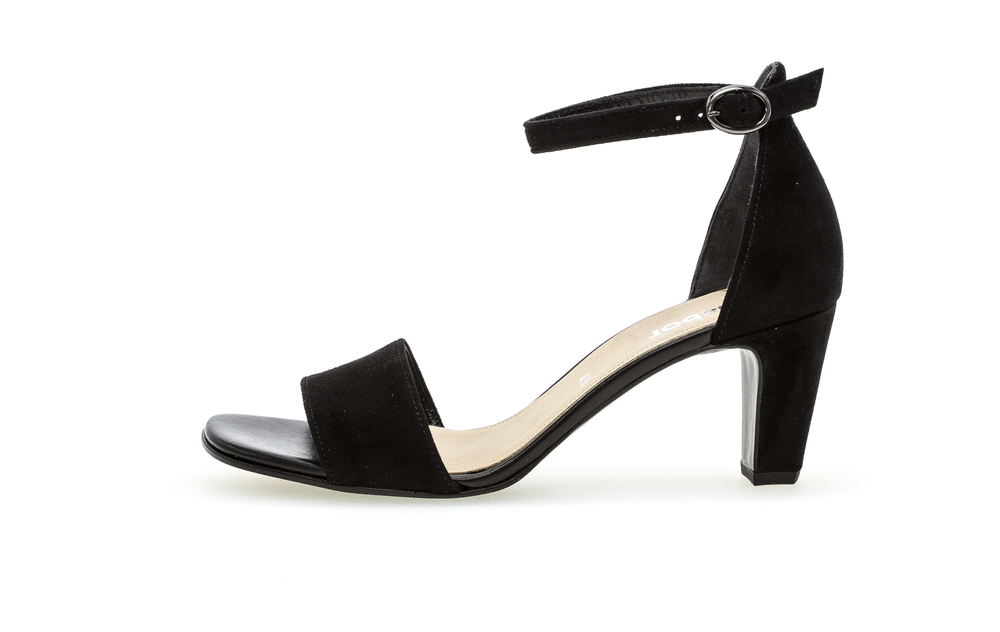 Gabor 21.790.17 Black Suede Heels with Open Toe & Ankle Strap